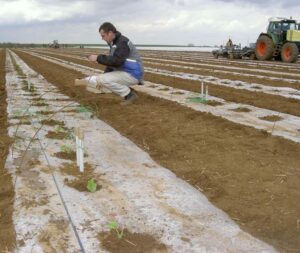 Installation du matériel challenge agriculture dans un champ